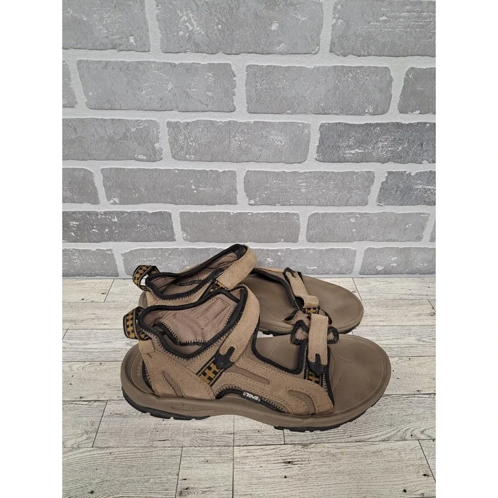 Teva 6571 Hurricane Brown Leather Strappy Hiking Outdoor Casual Sandals Men's 13